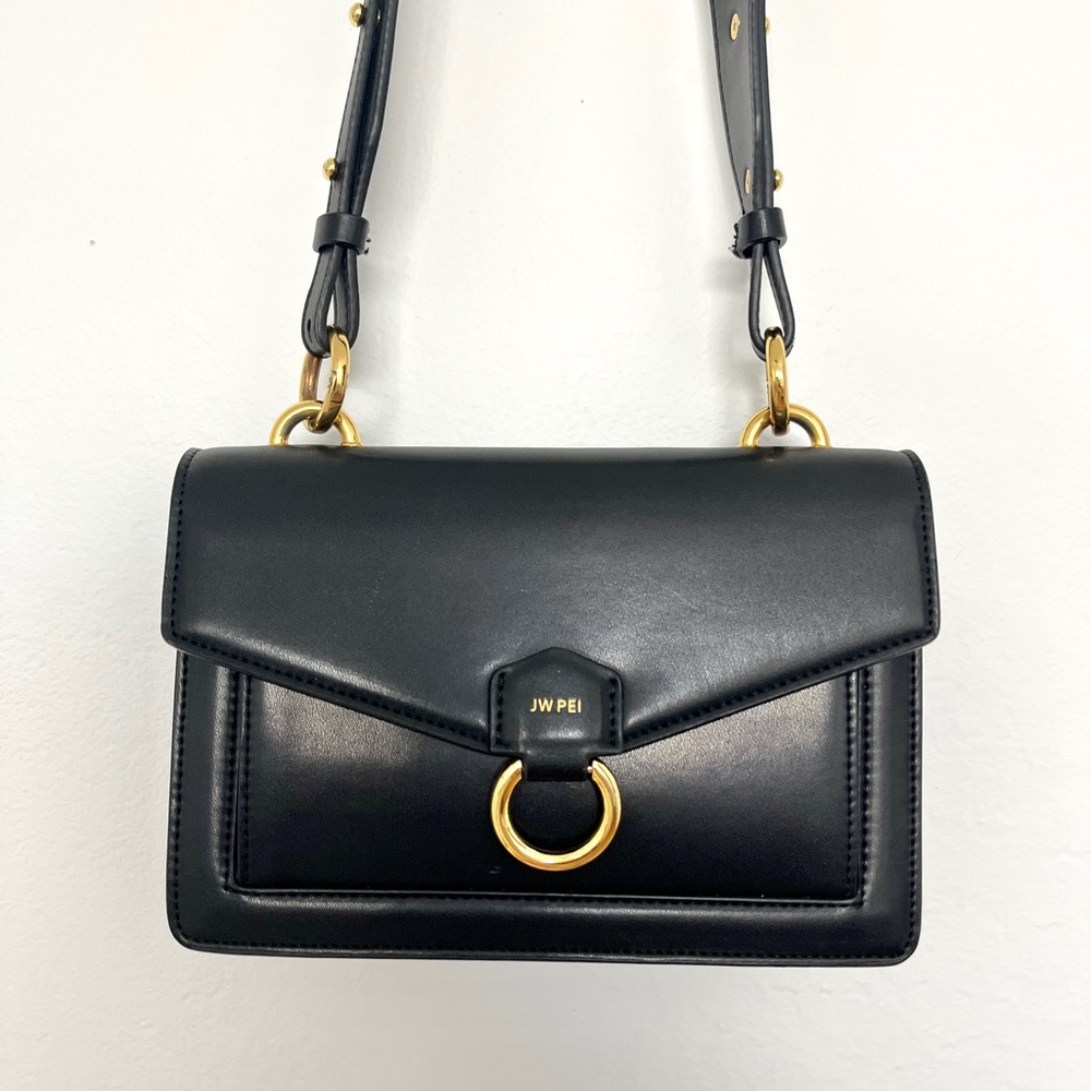 JW Pei Chic Black Bag | Gold Hardware | Black Crossbody Purse